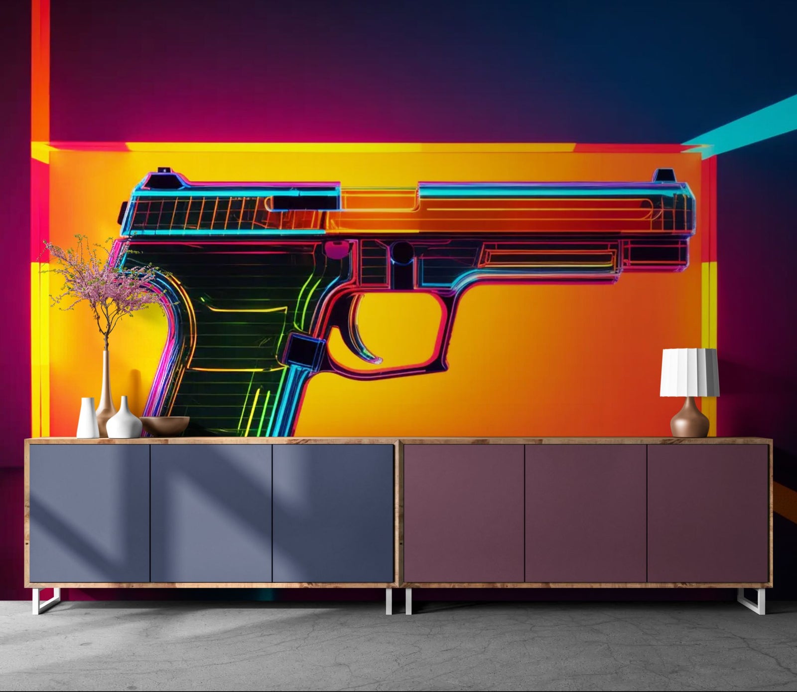 Papier Peint Néon - Pistolet