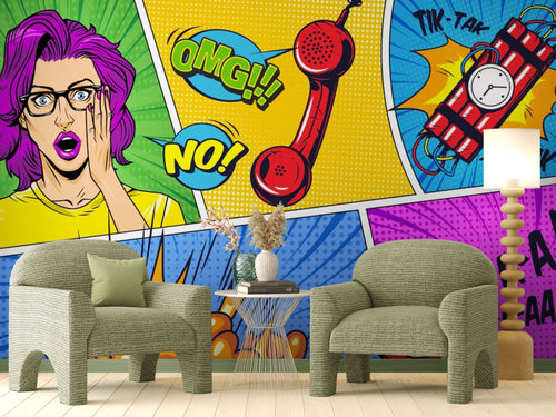 Papier peint Pop Art – Décor bande dessinée rétro