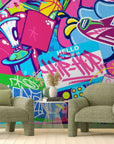 Papier peint graffiti – Fresque street art colorée