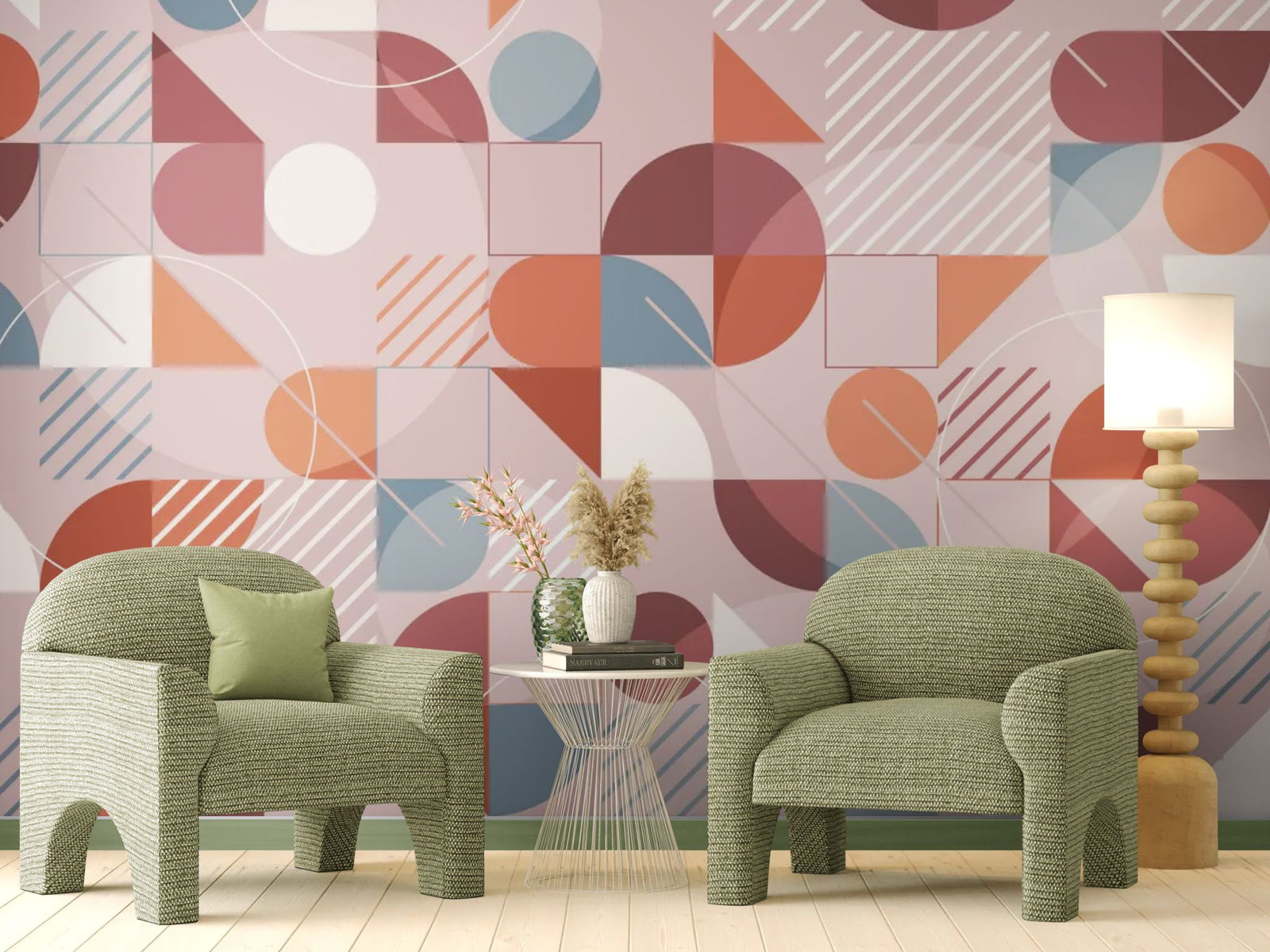 Papier peint géométrique – Formes modernes pastel