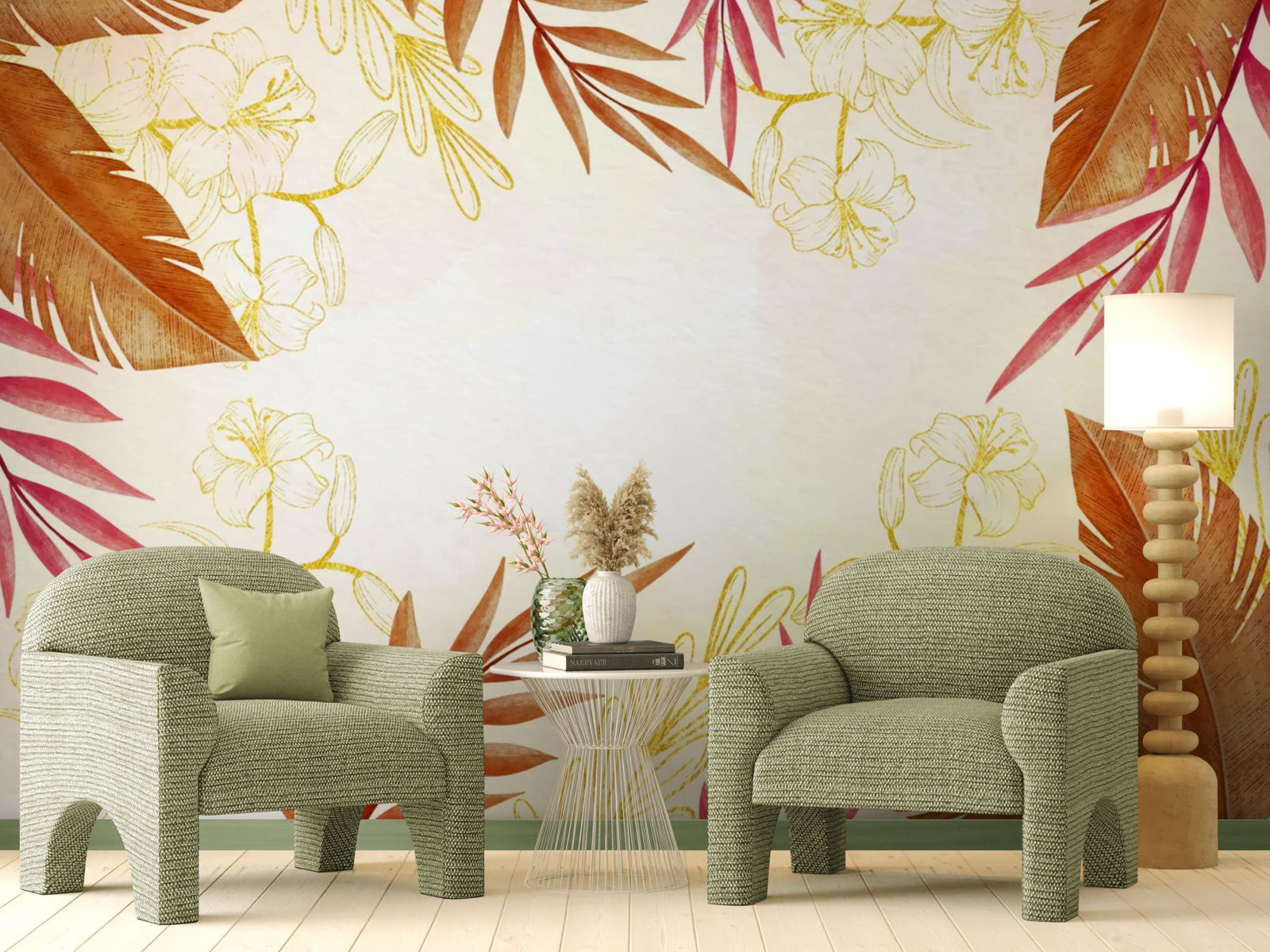 Floral wallpaper – Elegant plant wreath