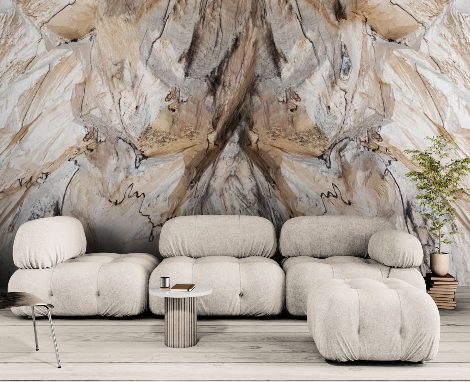 Papier peint Matière – Texture bois brut beige relief