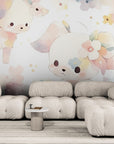 Children's Wallpaper – Cute Puppies and Watercolor Flowers