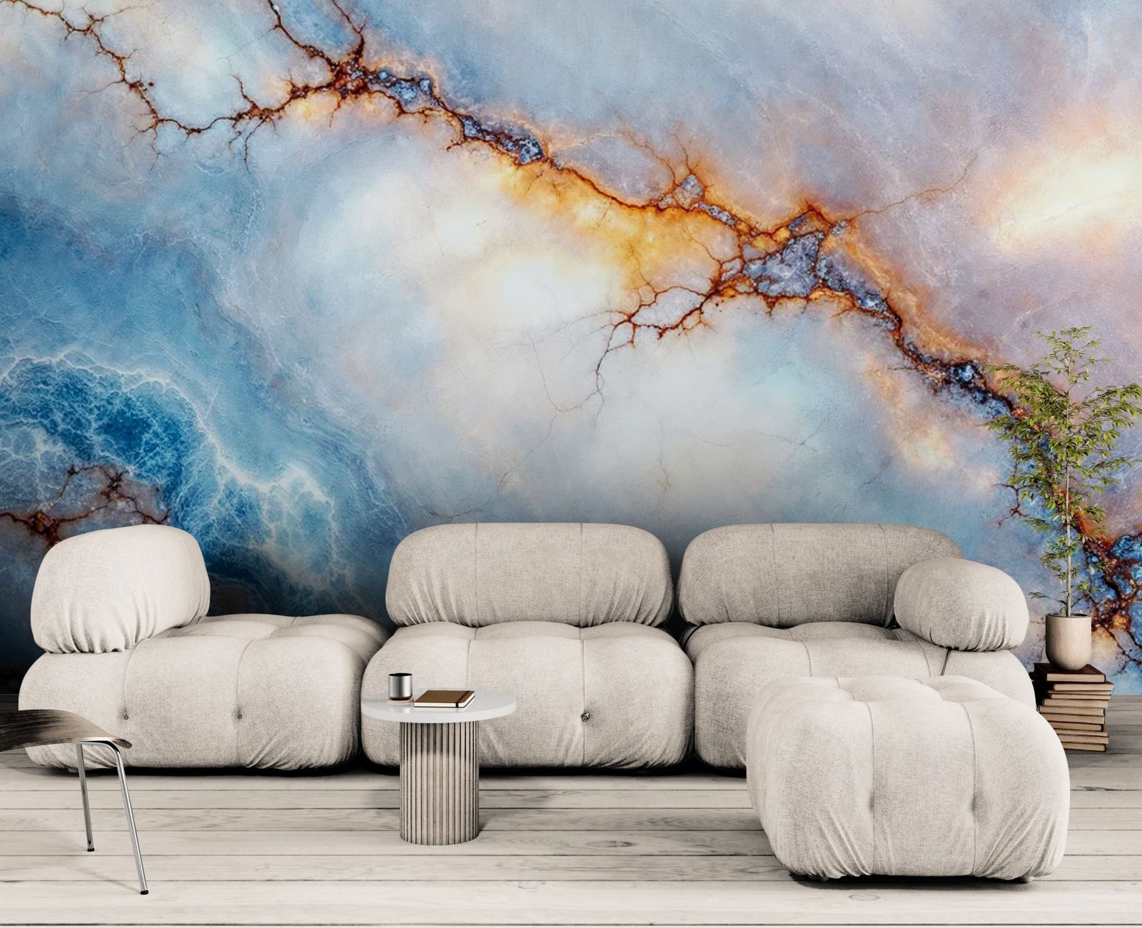 Textured Wallpaper – Blue Marble and Copper Vein