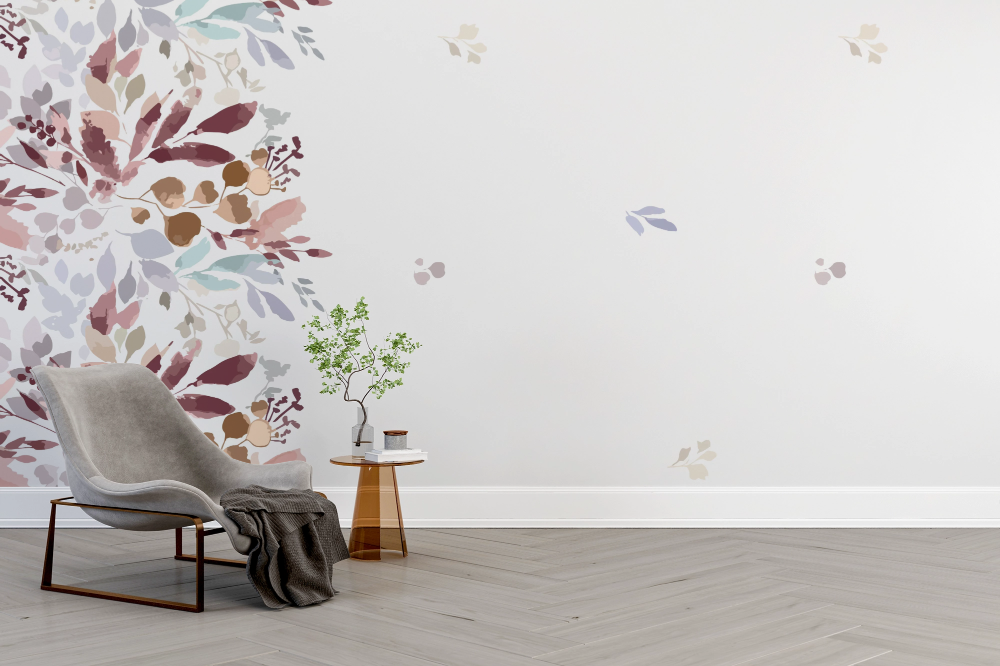 Papier peint nature - frise de feuilles d'automne rousses