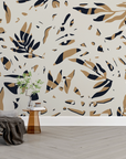 Nature wallpaper - small black and gold leaf motif