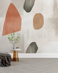 Papier peint abstrait - superposition de formes douces terracotta