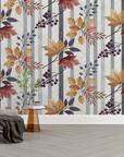 Nature wallpaper - vertical stripes and autumn leaves