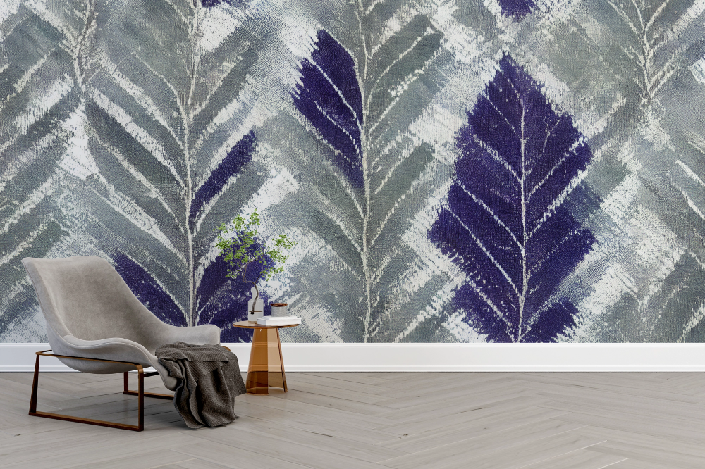 Papier peint nature - grands plumeaux de pampas violets