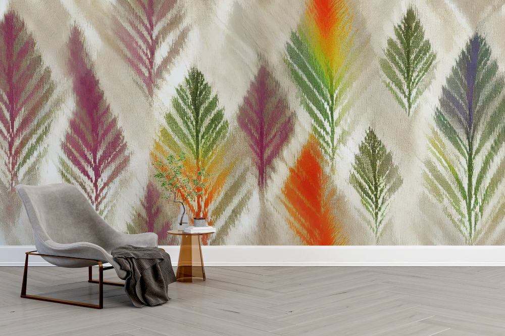 Papier peint nature - herbes de la pampa multicolores