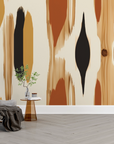 Papier peint géométrique - motifs ethniques verticaux marron et noir
