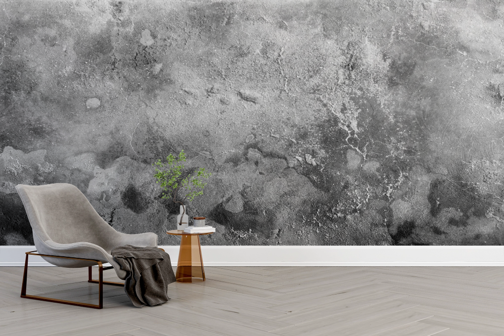Papier peint grunge - texture de mur brut gris industriel