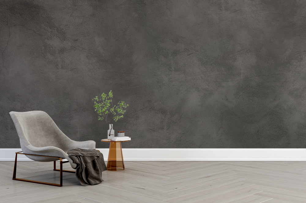 Papier peint grunge - béton brut brossé gris anthracite