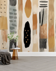 Papier peint abstrait - lignes verticales et touches de peinture terre cuite