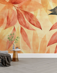 Papier peint nature - feuillage d'automne orange et rouge