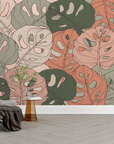 Nature wallpaper - brown and green exotic leaf carpet
