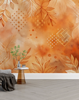 Papier peint boho - explosion abstraite terracotta et or