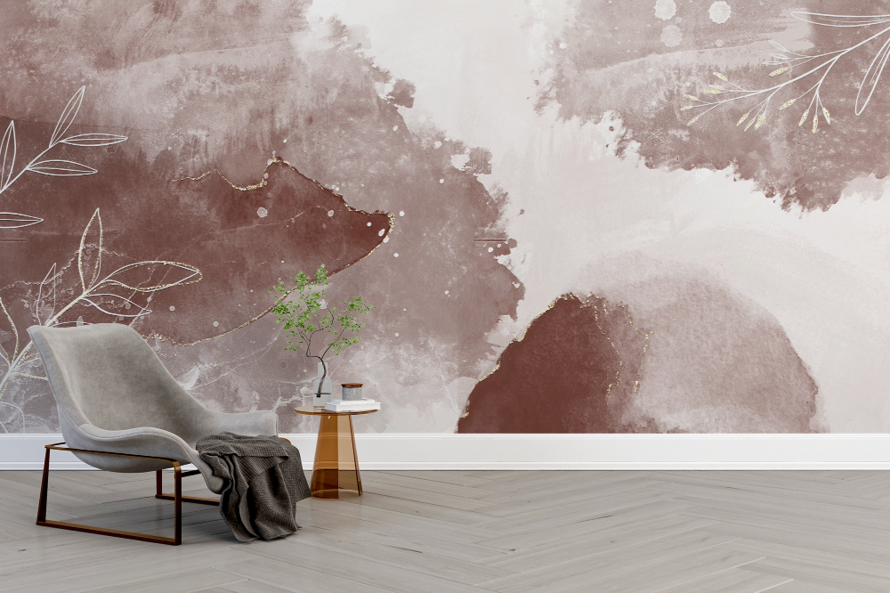 Papier peint grunge - texture aquarelle marron et blanche