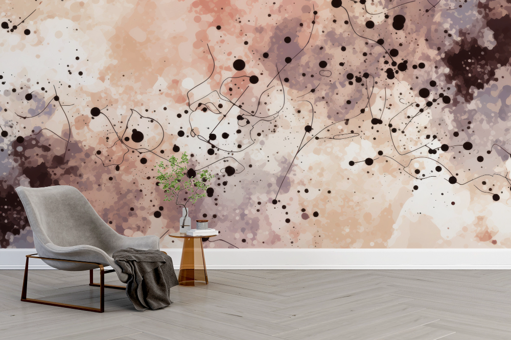 Papier peint grunge - éclats et projections de peinture beige