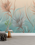 Nature wallpaper - feather grass on an azure blue background