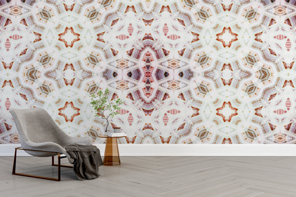 Papier peint boho - motifs mandalas complexes pastel