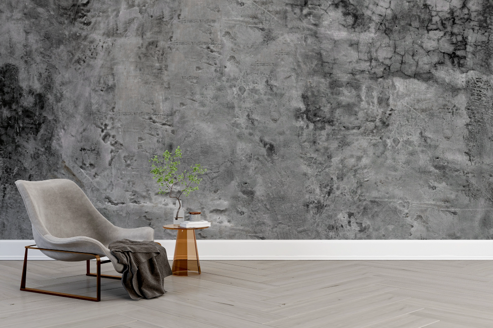 Papier peint grunge - béton brut brossé gris anthracite