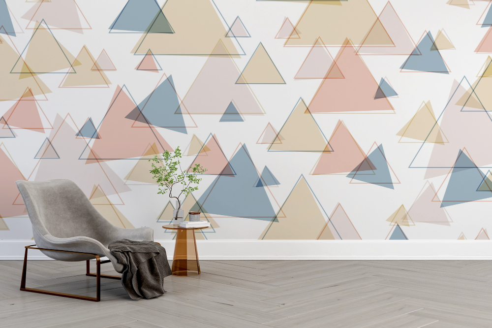 Papier peint géométrique - mosaïque de triangles pastel graphiques