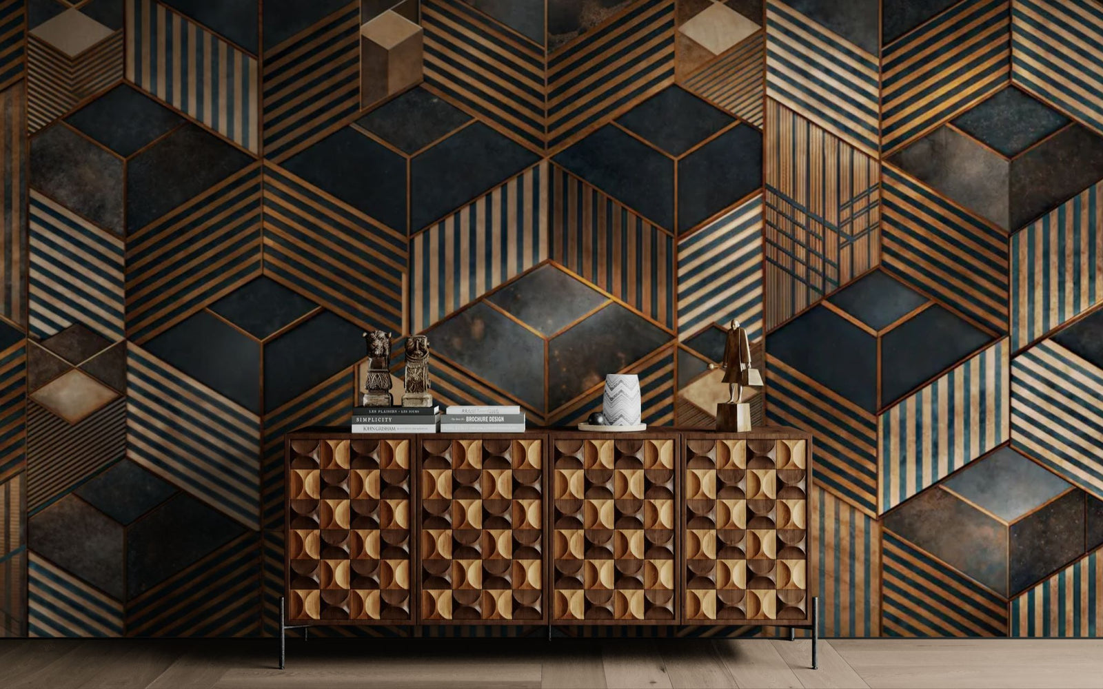 Geometric Wallpaper – Art Deco Cubes