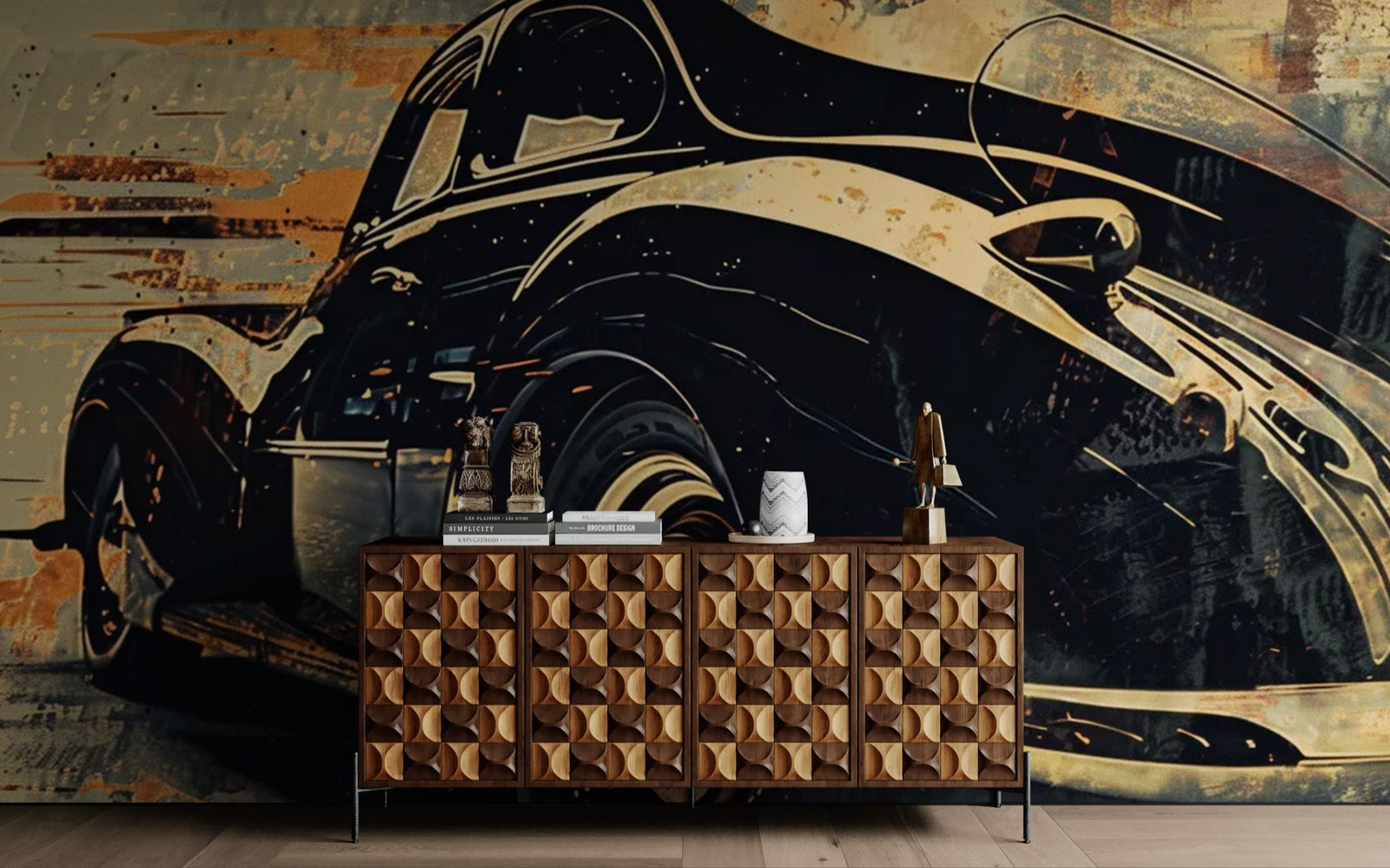 Vintage wallpaper – old black car