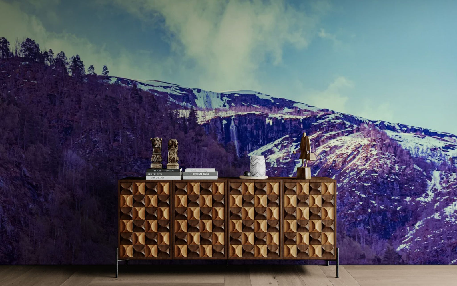 papier peint montagne – relief nordique brumeux