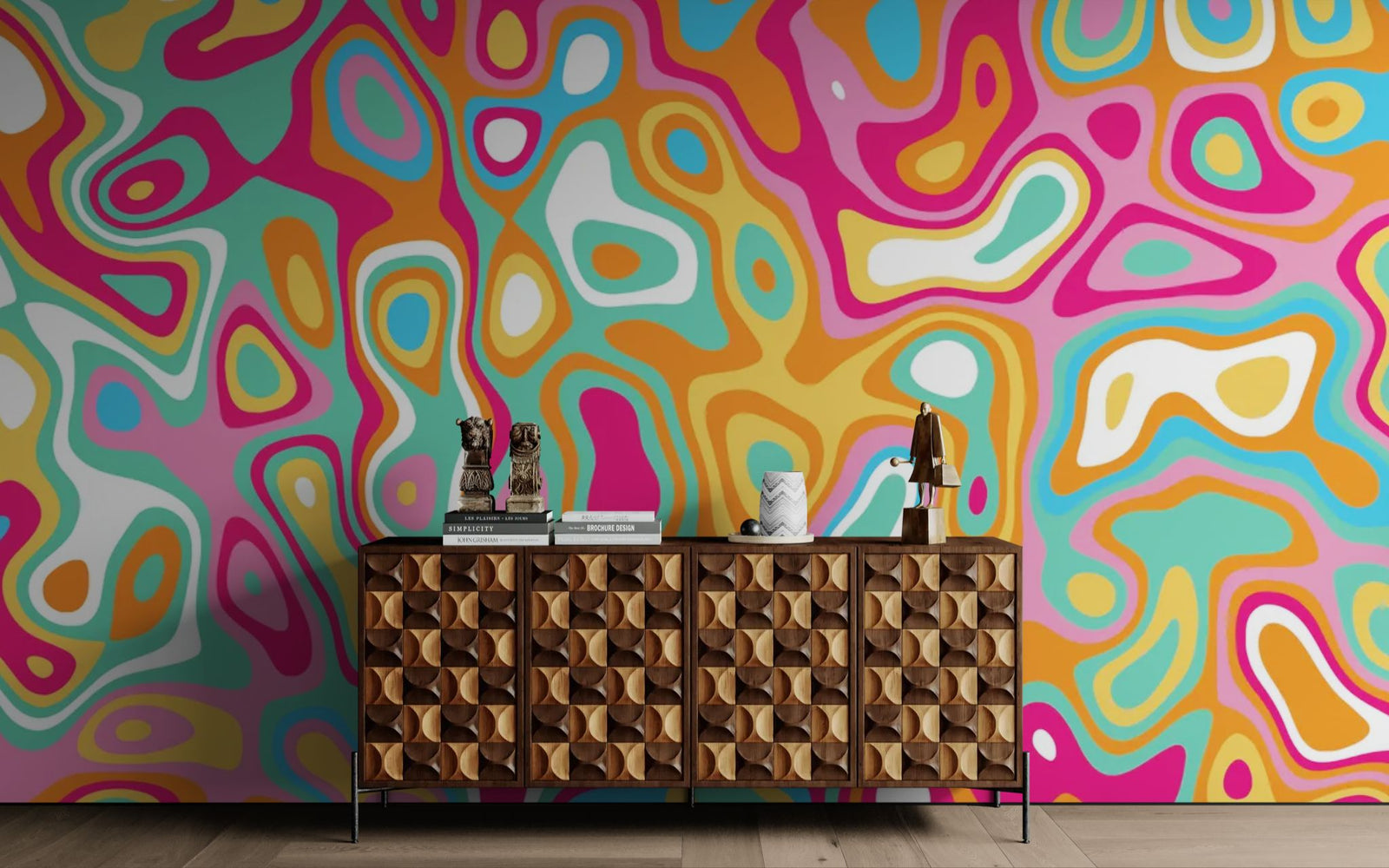 Papier peint abstrait – Motifs organiques colorés