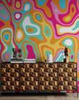Papier peint abstrait – Motifs organiques colorés
