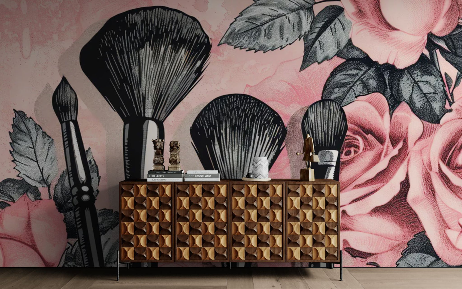 Papier peint beauté – Pinceaux floraux vintage