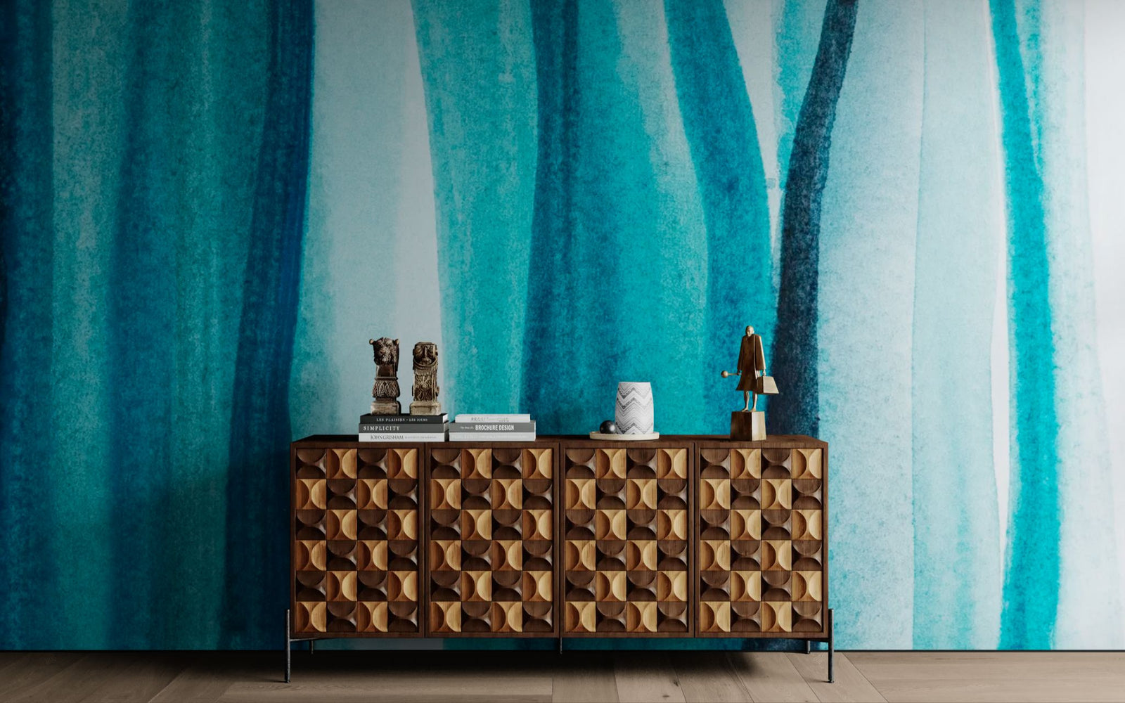 abstract wallpaper – vertical blue watercolor