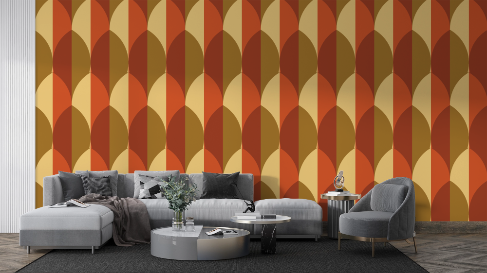 Papier peint rétro - losanges géométriques orange