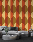 Papier peint rétro - losanges géométriques orange