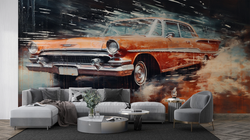 Wallpaper cars - vintage orange American sedan
