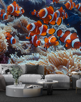 Papier peint animaux - banc de poissons-clowns dans les coraux