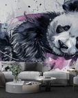 Papier peint animaux - panda géant couché style aquarelle