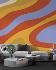 Papier peint rétro - vagues psychédéliques multicolores
