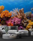 Papier peint nature - récif de corail et fonds marins azur