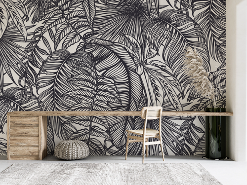 Nature wallpaper - tropical leaf sketch