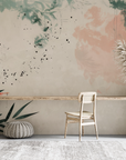 Papier peint nature - soleil rouge et bambous style estampe asiatique