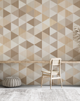 Papier peint géométrique - mosaïque de triangles beige et crème