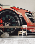 Papier peint voitures - gros plan sur une voiture de sport rouge