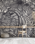 Papier peint nature - croquis de feuilles tropicales