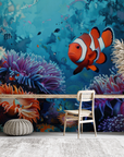 Papier peint animaux - poisson-clown au milieu d'un récif coloré