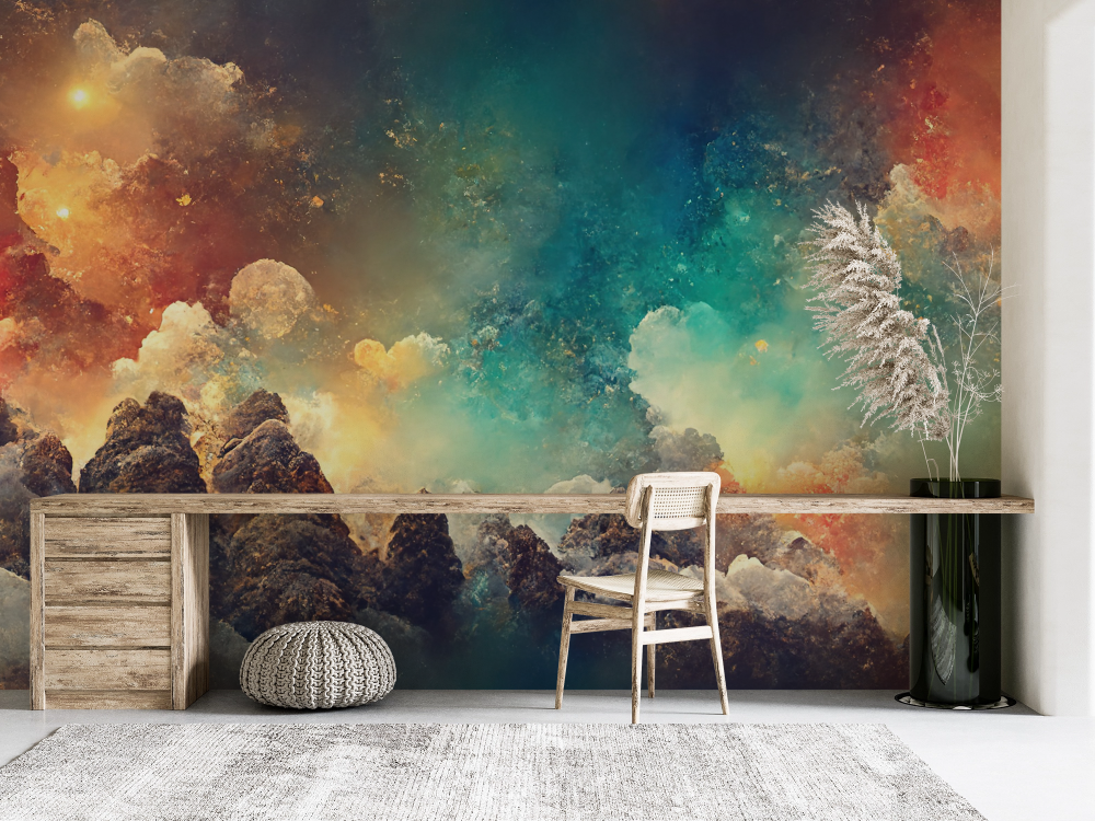 Nature wallpaper - multicolored clouds over mountains