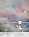 Papier peint nature - grands nuages roses et violets
