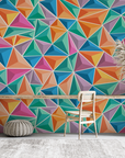 Papier peint géométrique - mosaïque de triangles multicolores